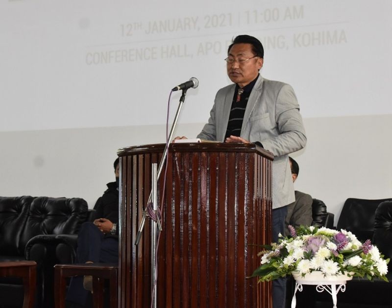 ABCCTK, Director, Rev Vicavor Krose at the dedicatory programme of the newly refurbished conference hall of APO building at Kohima on January 12. (DIPR Photo)